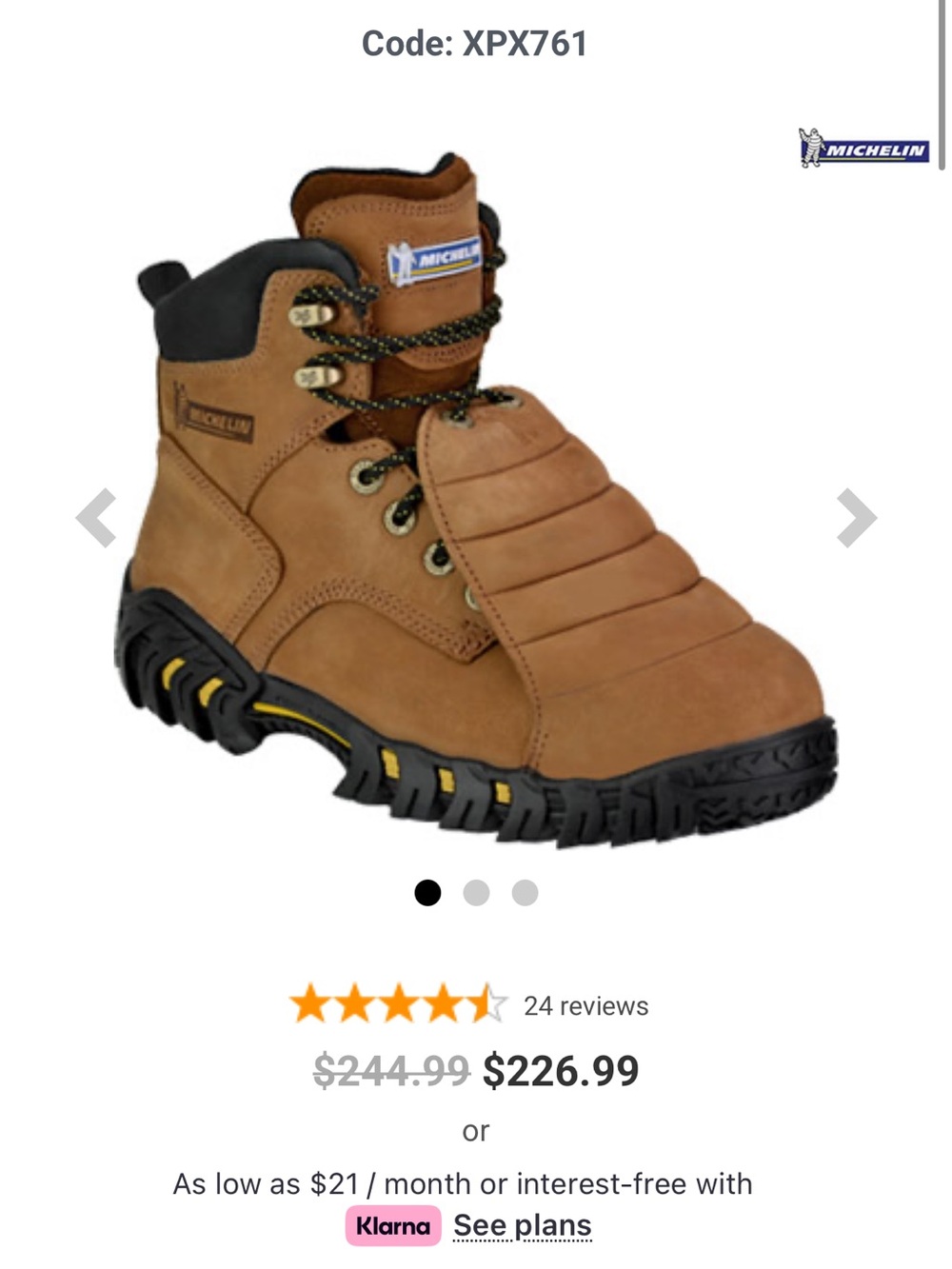 Michelin Men's Tan Work Boot - Rugged Slip-Resistant Safety Boot
